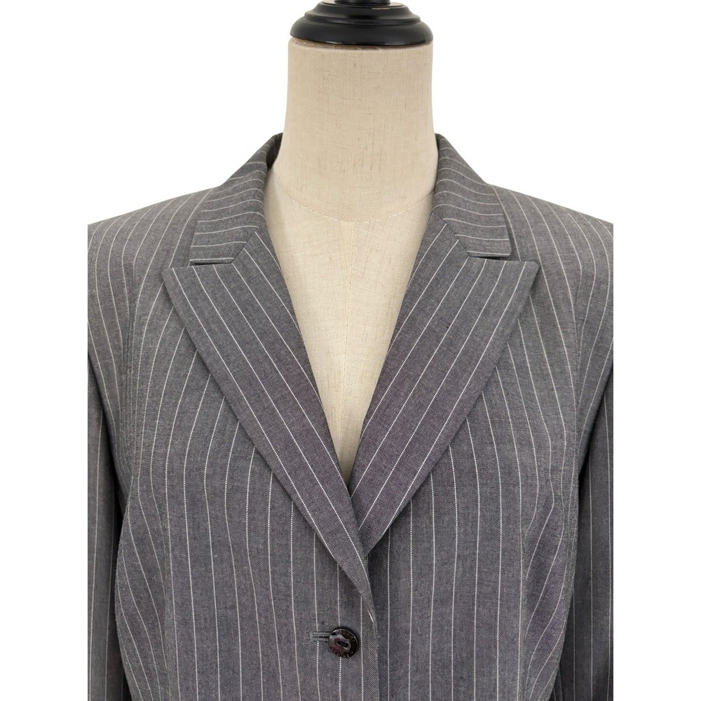 Tahari Arthur S Levine Blazer Sz 14 Gray Pinstrip Jacket Career Office